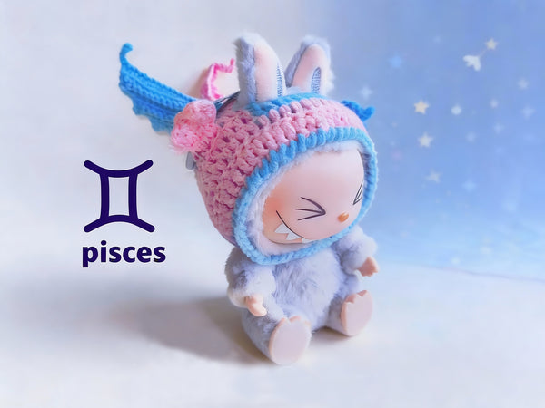 Labubu Pisces Hood Crochet Pattern | Zodiac Fish Hat