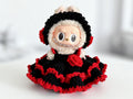 Labubu Doll Clothes Crochet Pattern PDF | Gothic Rose Dress & Headband | Dark Lolita Doll Outfit