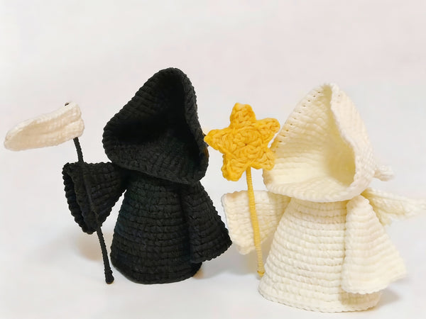 Angel & Grim Reaper Crochet Pattern | Valentine Amigurumi Figurines |  Light Shadow Duo