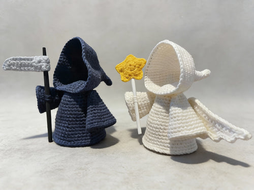 Angel & Grim Reaper Crochet Pattern | Valentine Amigurumi Figurines |  Light Shadow Duo
