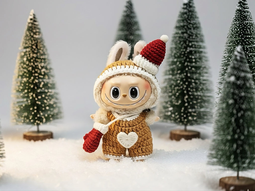 Labubu Gingerbread Outfit Crochet Pattern PDF – Christmas Doll Clothes