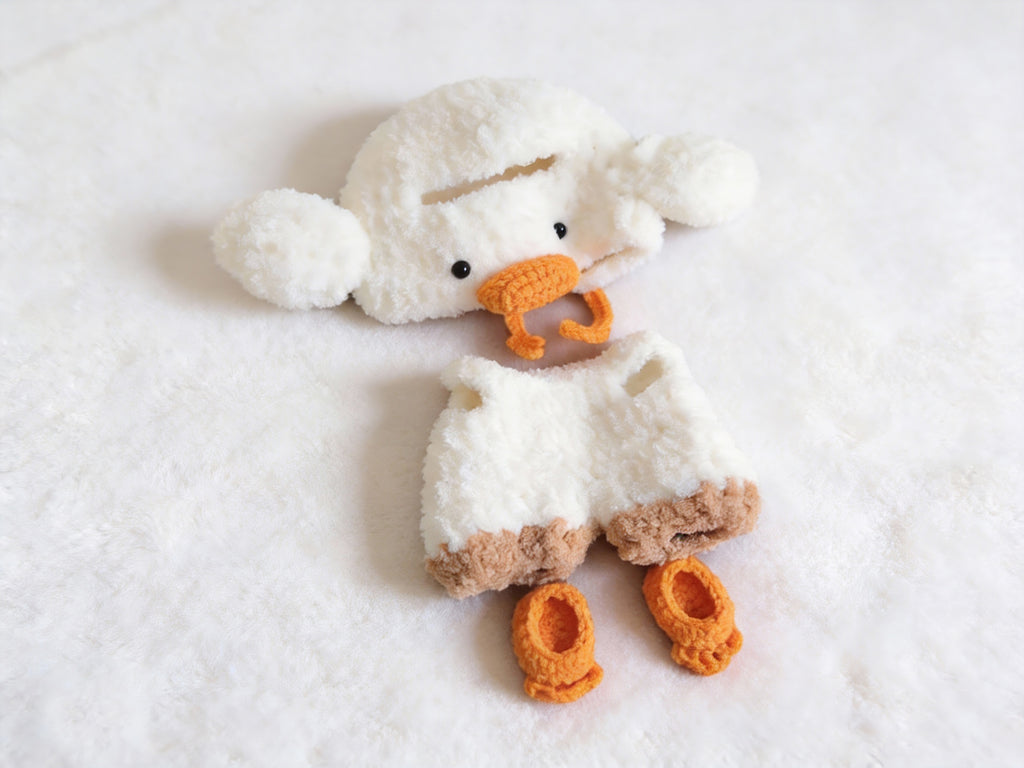 Labubu Little Duck Doll Clothes Crochet Pattern, Amigurumi Clothes, Ducky Face Hood & Jumpsuit