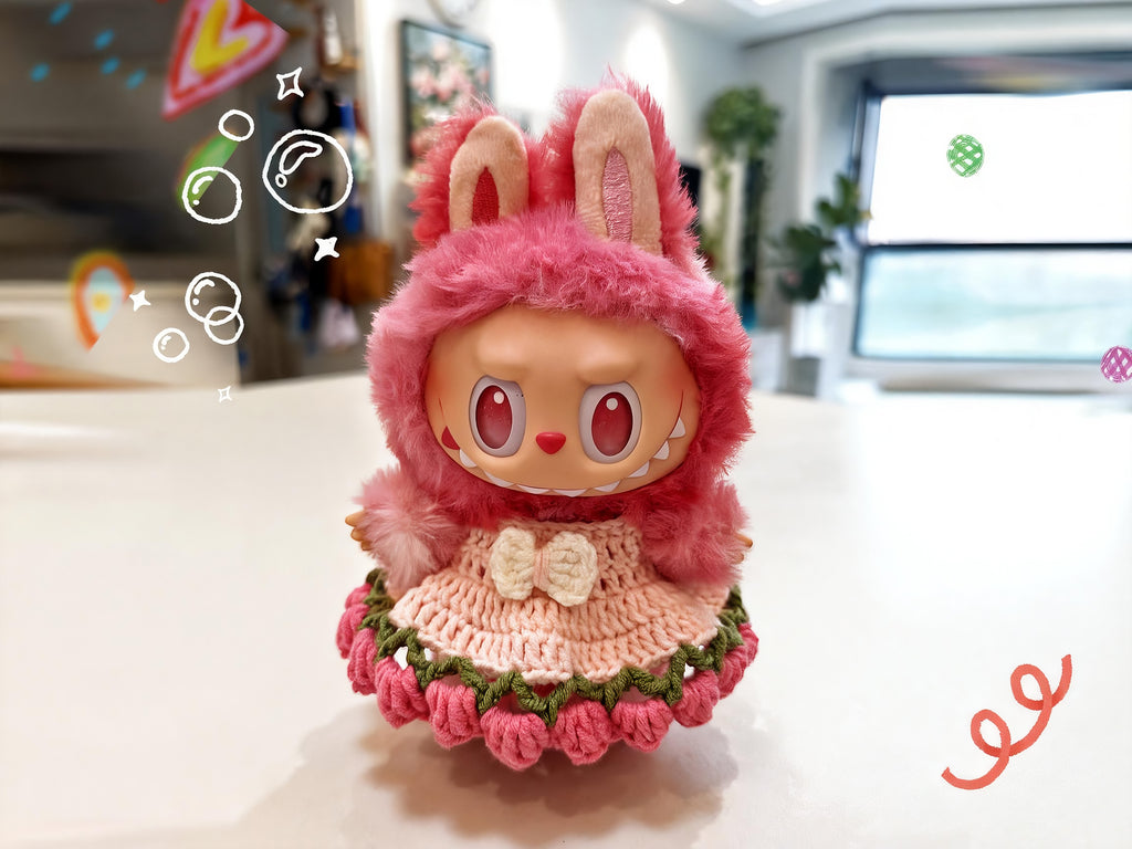 Labubu Tulip Hat & Skirt Crochet Pattern PDF – Costume for 17cm Monster Bunny