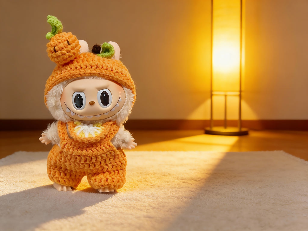 Labubu Fall Outfit Crochet Pattern: Kawaii  Orange clothes, Hood, Overalls & Bib