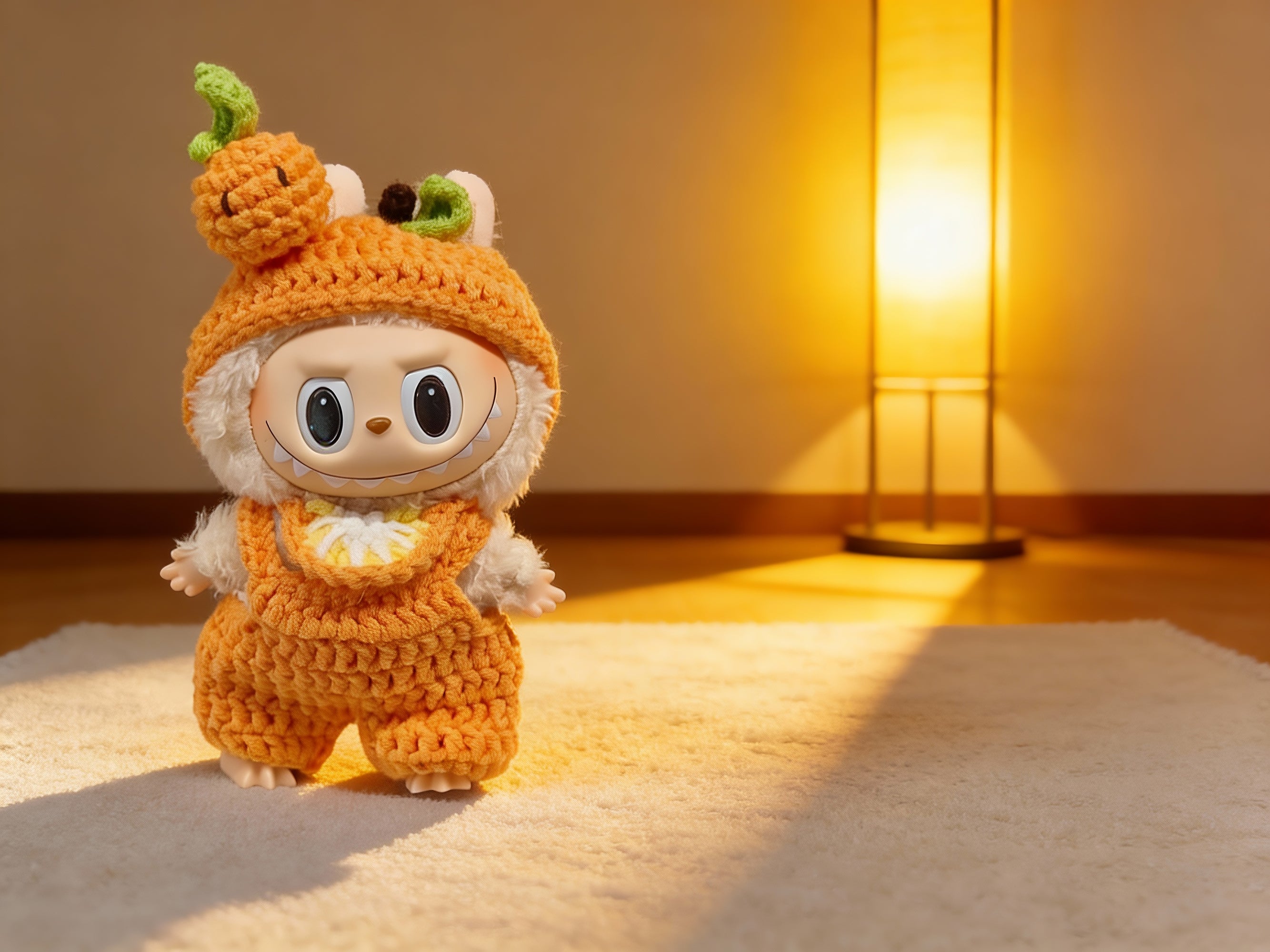 Labubu Fall Outfit Crochet Pattern: Kawaii  Orange clothes, Hood, Overalls & Bib