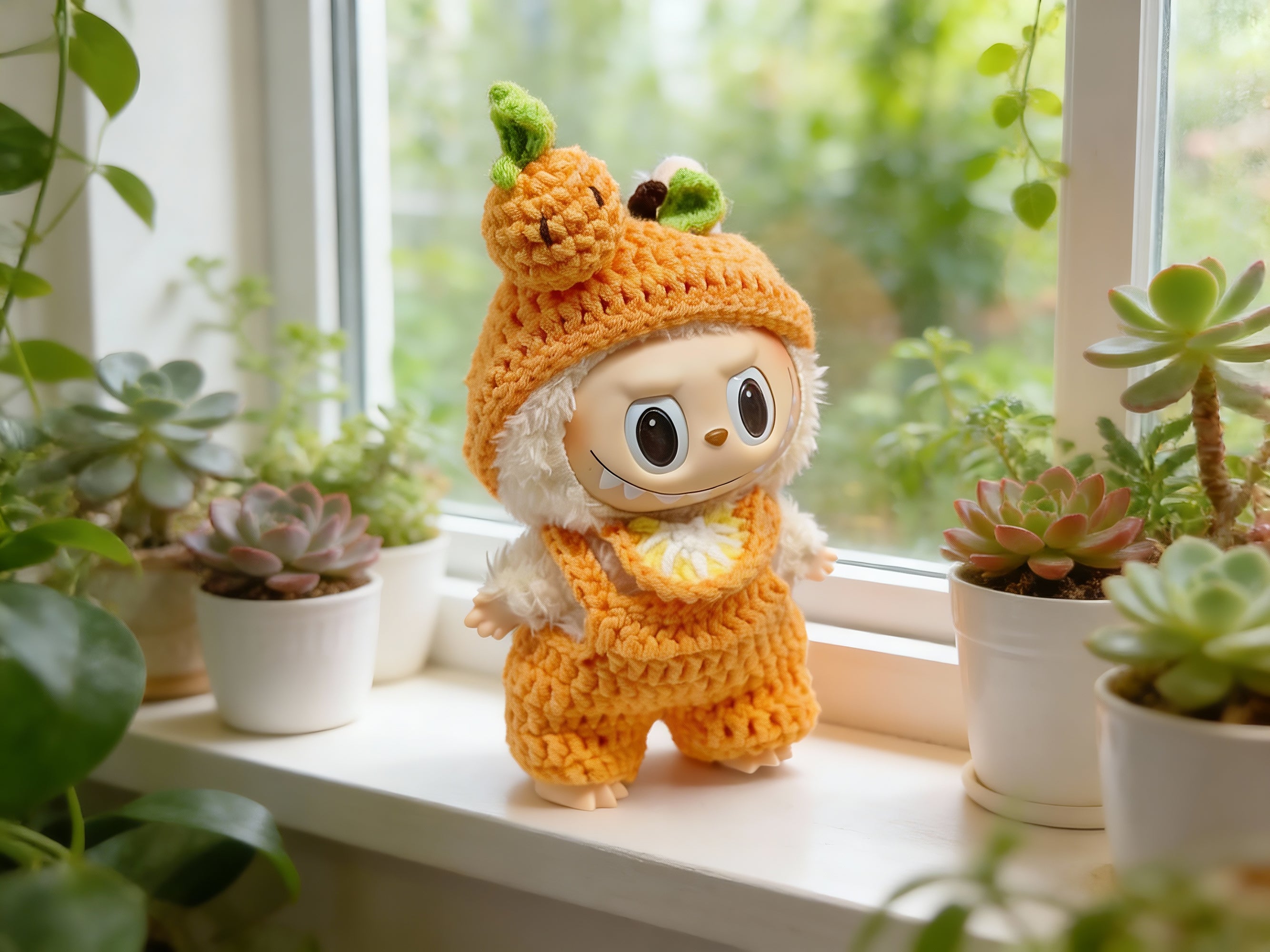 Labubu Fall Outfit Crochet Pattern: Kawaii  Orange clothes, Hood, Overalls & Bib
