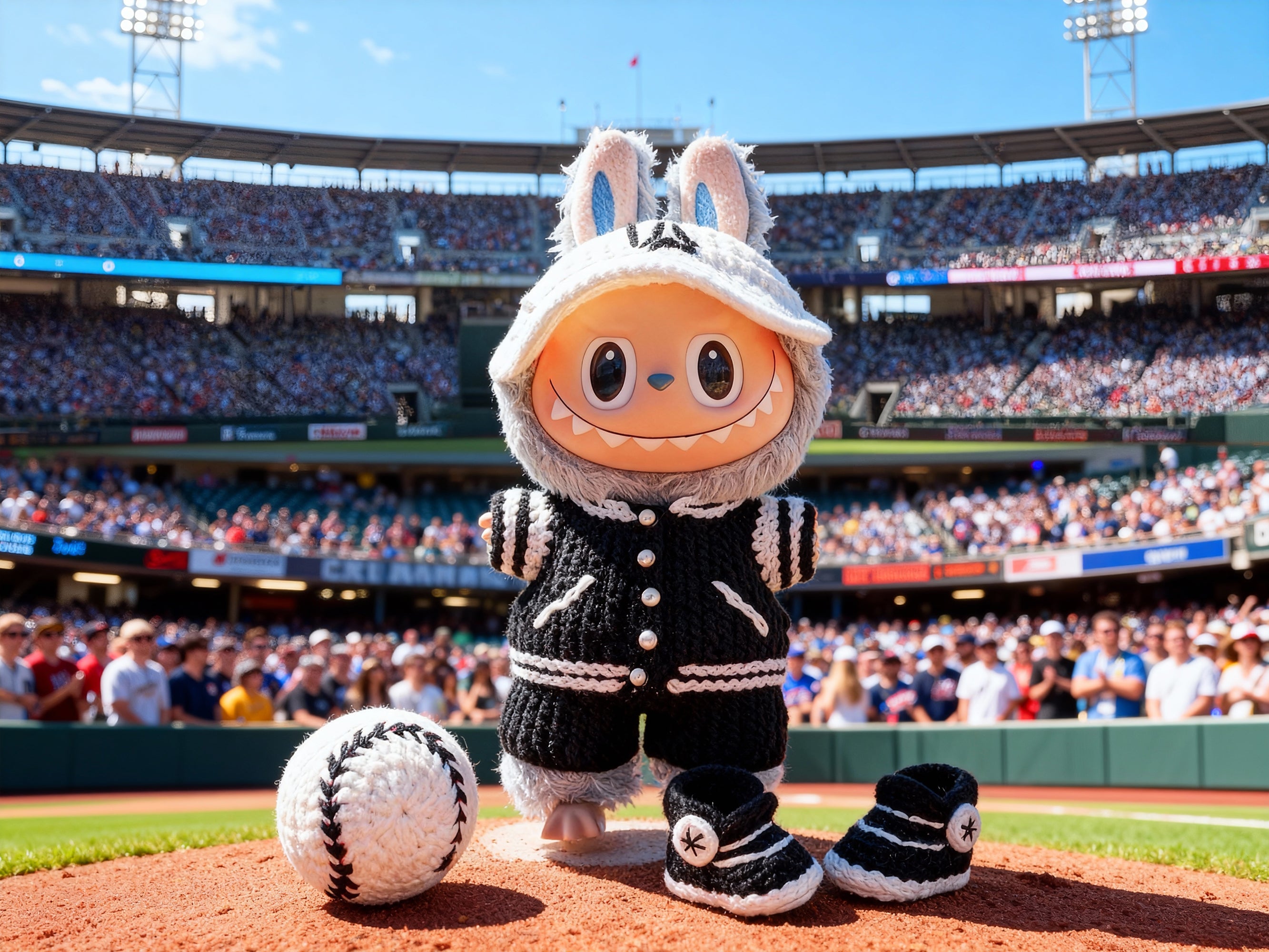 Labubu Baseball Outfit Crochet Pattern – Doll Jacket, Pants, Cap & Sneakers