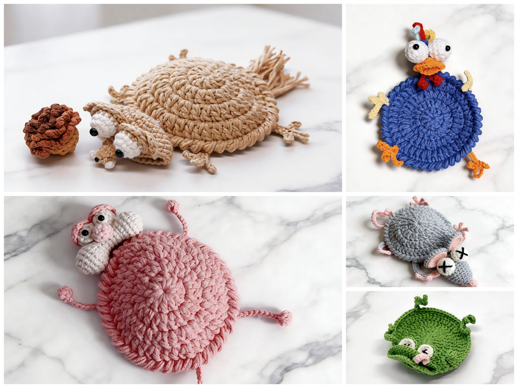 21-in-1 Animal Crochet Popup Coaster Pattern Bundle