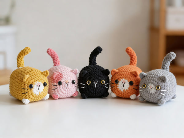 Loaf Cat Crochet Pattern Set – Pocket Kitty Amigurumi Patterns, Beginner Friendly Plush Cat