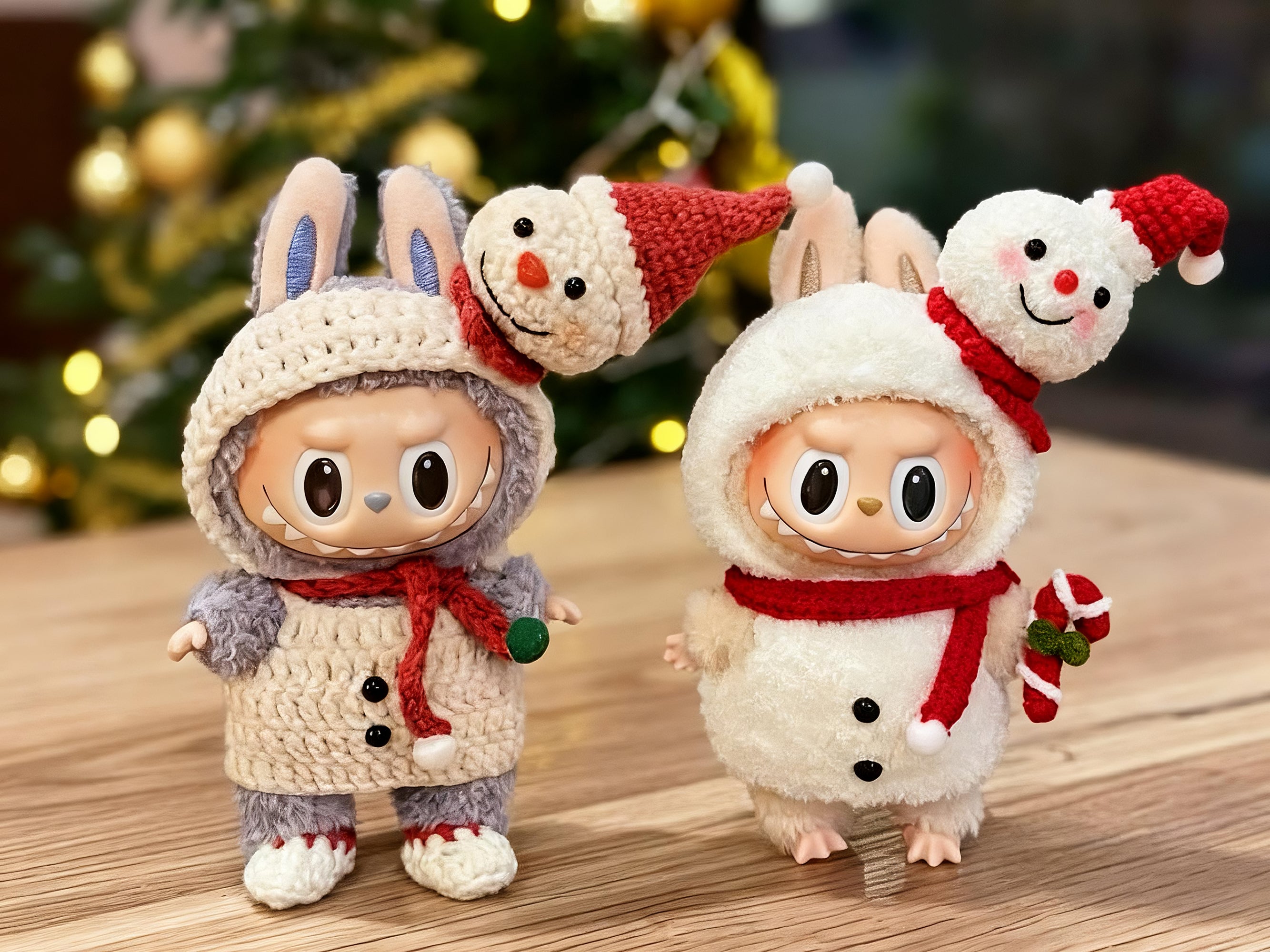 Labubu Snowman Outfit Crochet Pattern – Hooded Dress & Scarf Set | Christmas plush Clothes