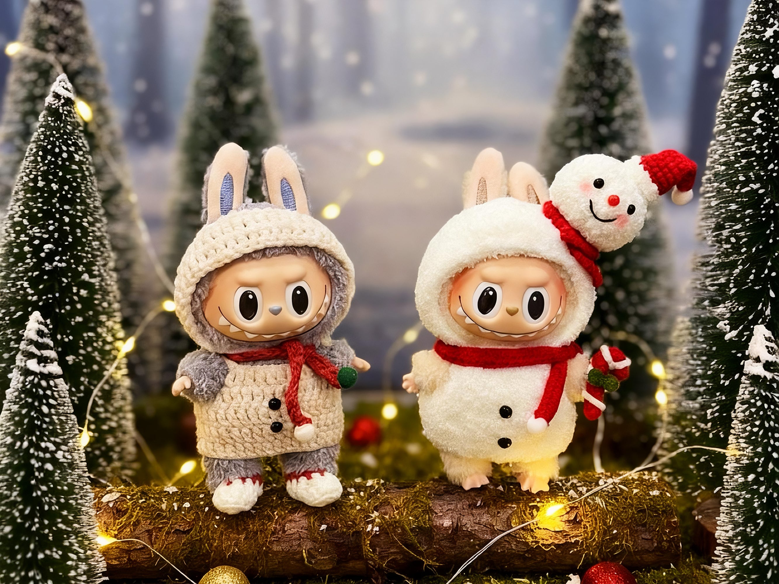 Labubu Snowman Outfit Crochet Pattern – Hooded Dress & Scarf Set | Christmas plush Clothes