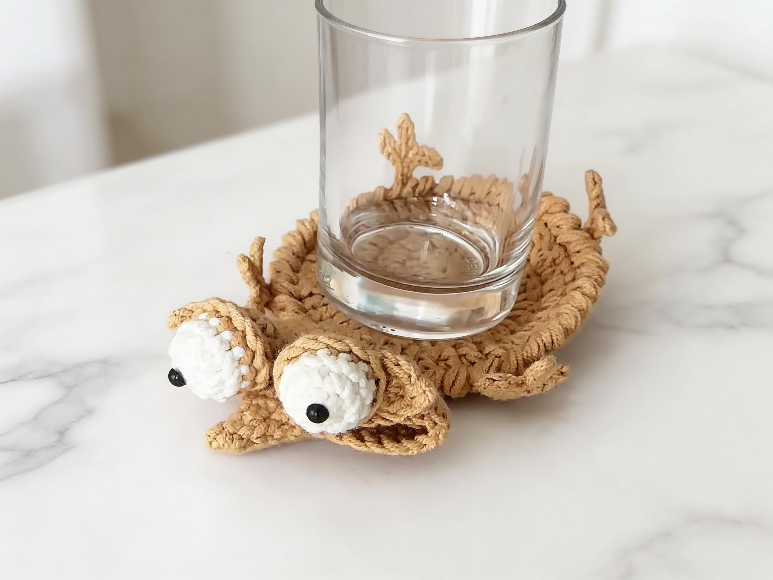 Pop Up Squirrel Coaster Crochet Pattern, Amigurumi Mug Rug, Stress-Relief Animal Cup Mat
