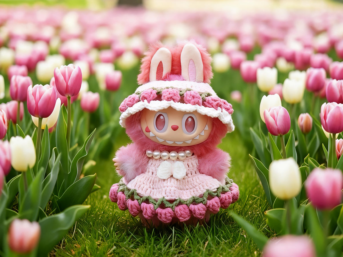 Labubu Tulip Hat & Skirt Crochet Pattern PDF – Costume for 17cm Monster Bunny