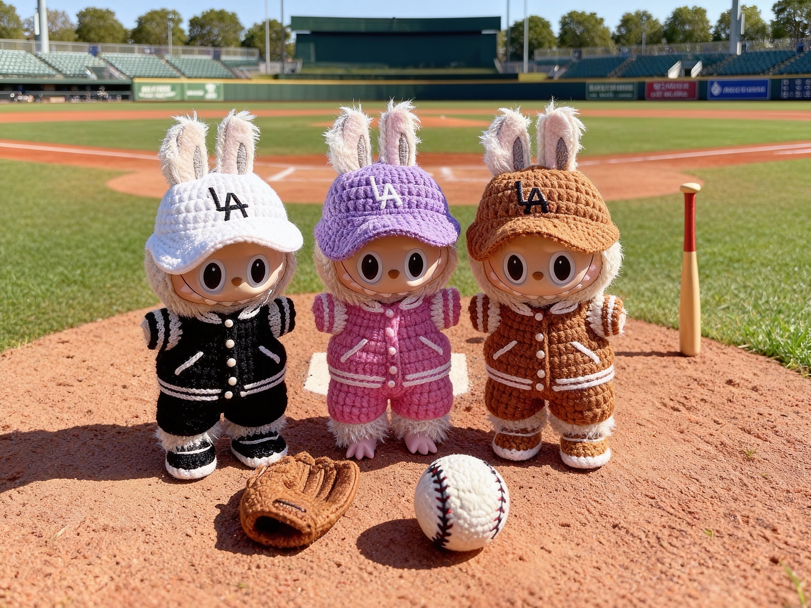 Labubu Baseball Outfit Crochet Pattern – Doll Jacket, Pants, Cap & Sneakers