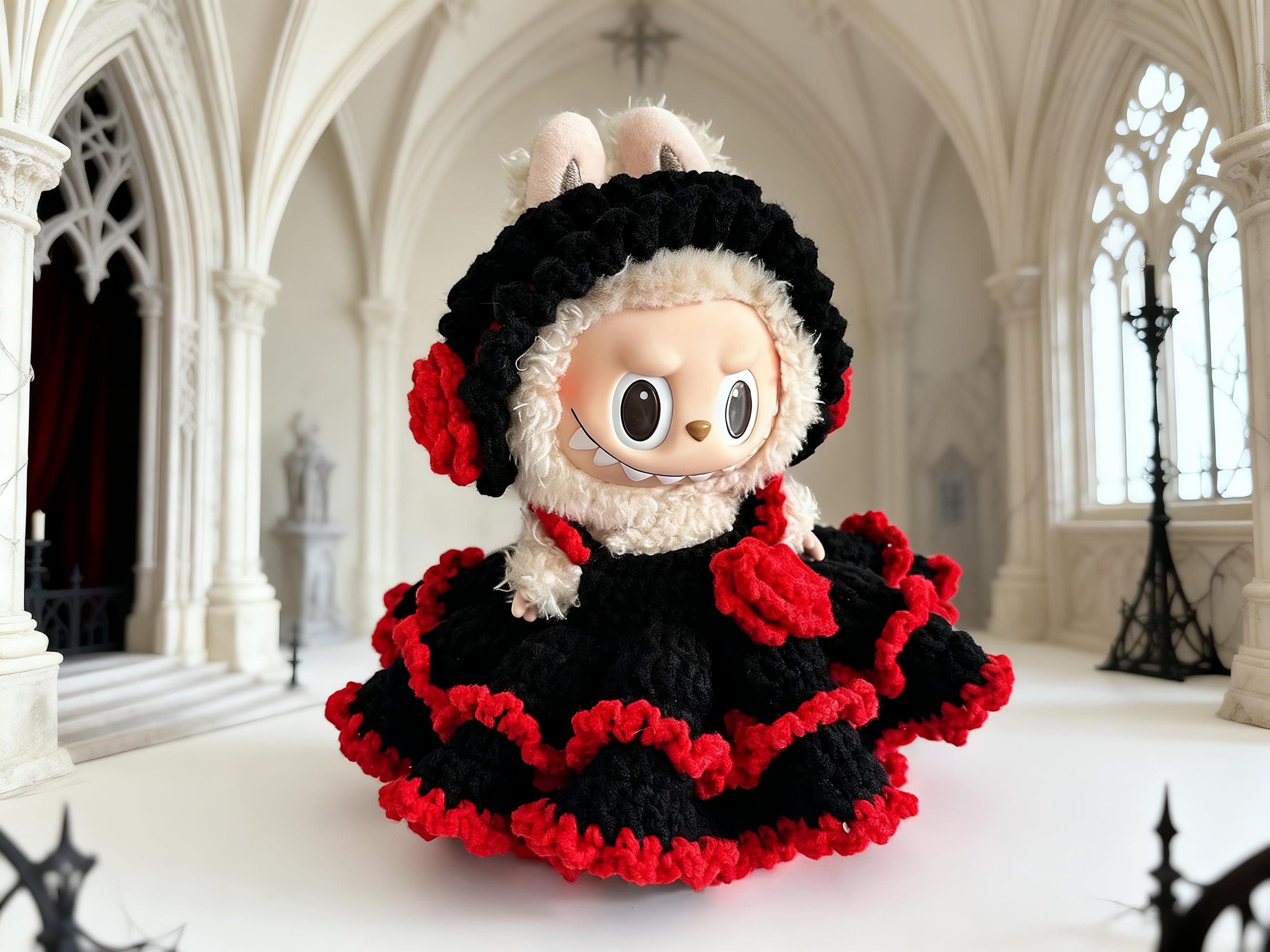 Labubu Doll Clothes Crochet Pattern PDF | Gothic Rose Dress & Headband | Dark Lolita Doll Outfit