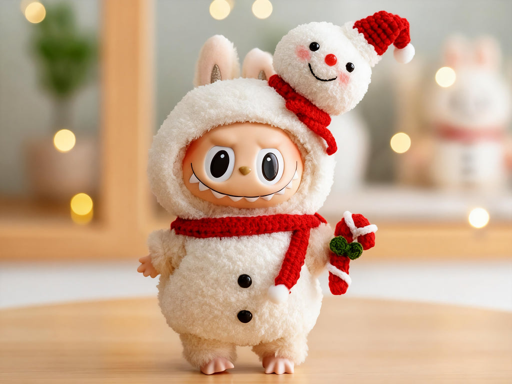 Labubu Snowman Outfit Crochet Pattern – Hooded Dress & Scarf Set | Christmas plush Clothes