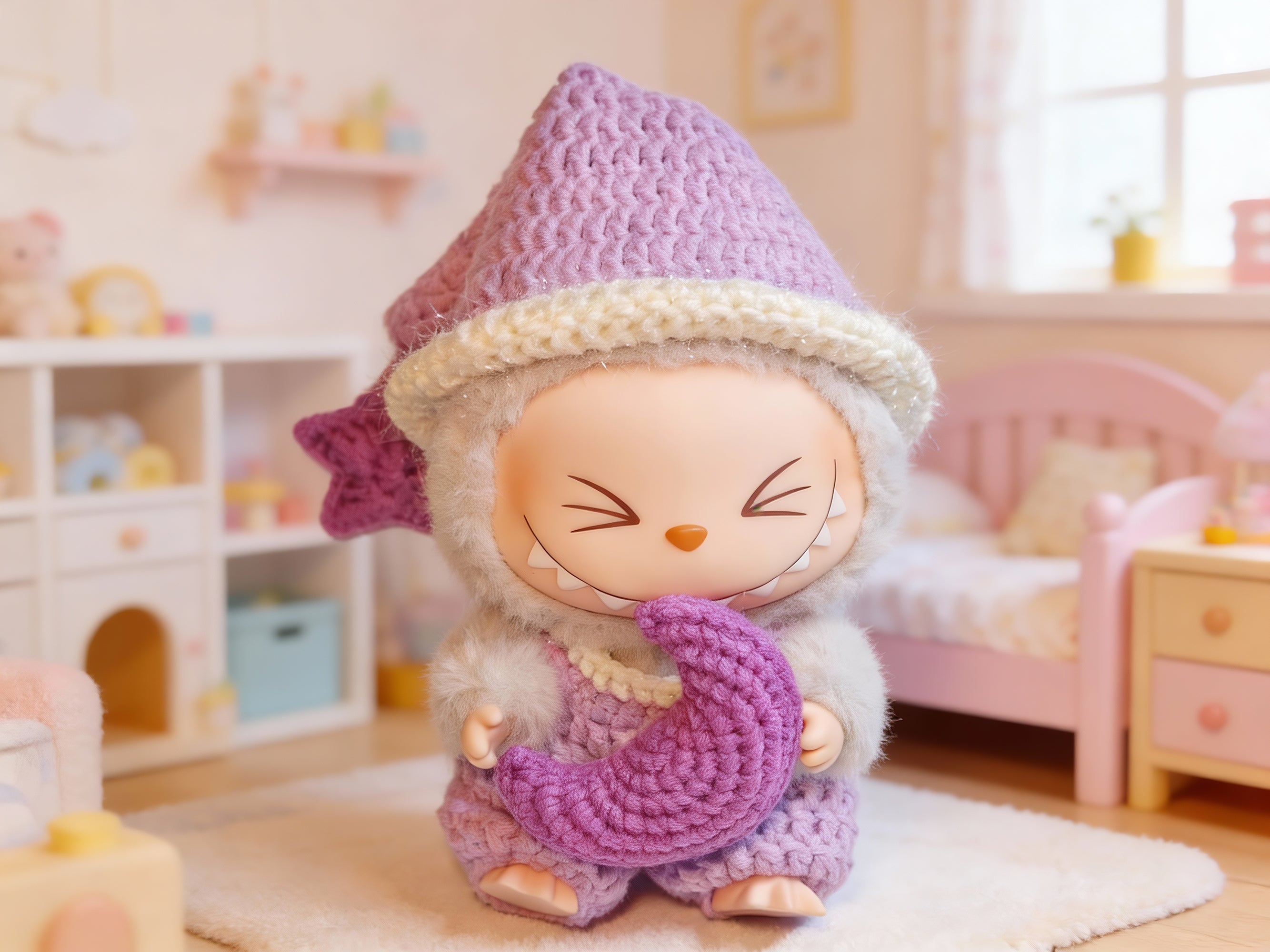 Labubu Doll Pajamas Crochet Pattern, Moon Star Dream Sleepwear, Amigurumi Outfit