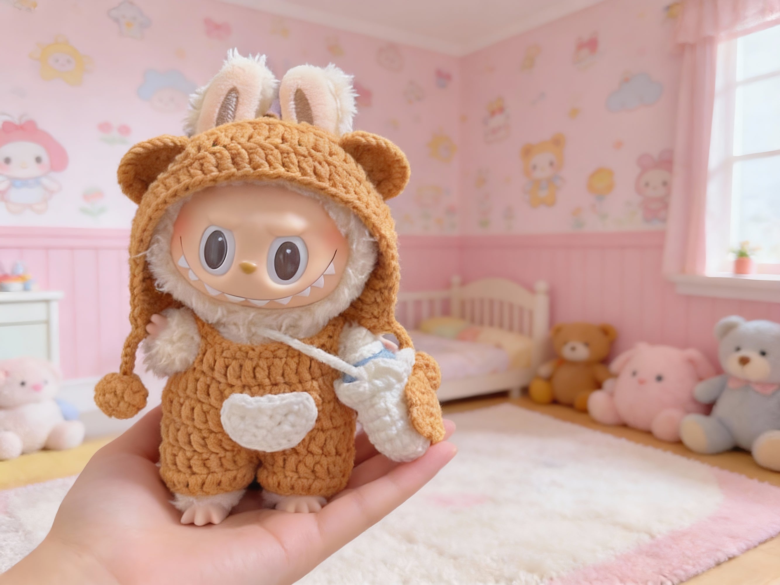 Labubu Bear Ear Hat Crochet Pattern | Doll Hat | Amigurumi Accessories