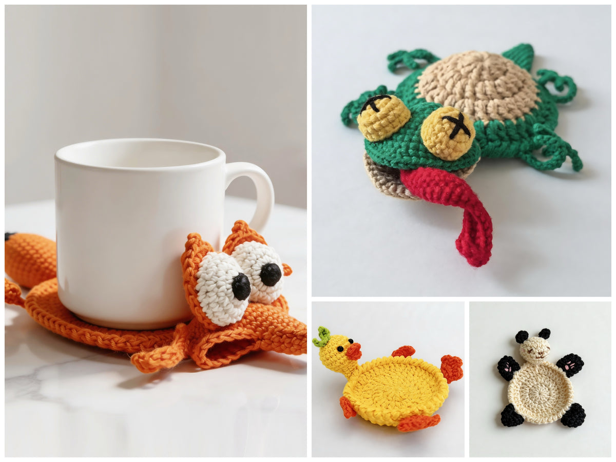 21-in-1 Animal Crochet Popup Coaster Pattern Bundle