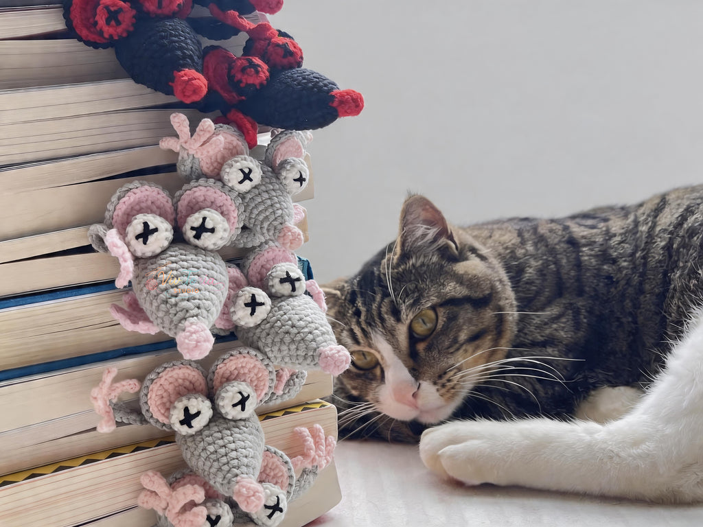 Rat Crochet Pattern Bundle – 5-in-1 Mouse Crochet Patterns,  Amigurumi Keychain Scarf Bookmark Tie