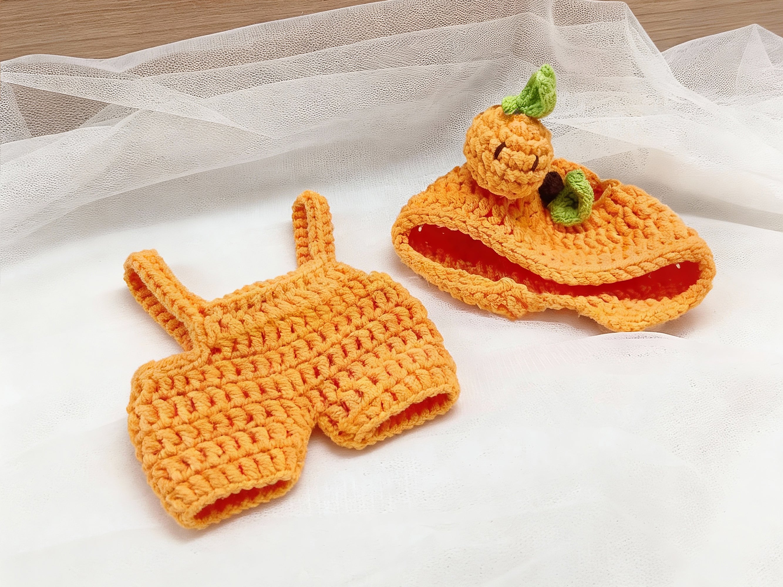 Labubu Fall Outfit Crochet Pattern: Kawaii  Orange clothes, Hood, Overalls & Bib