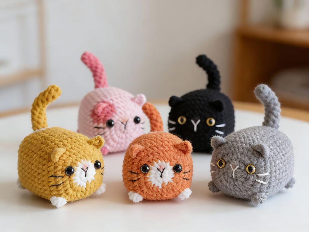 Loaf Cat Crochet Pattern Set – Pocket Kitty Amigurumi Patterns, Beginner Friendly Plush Cat