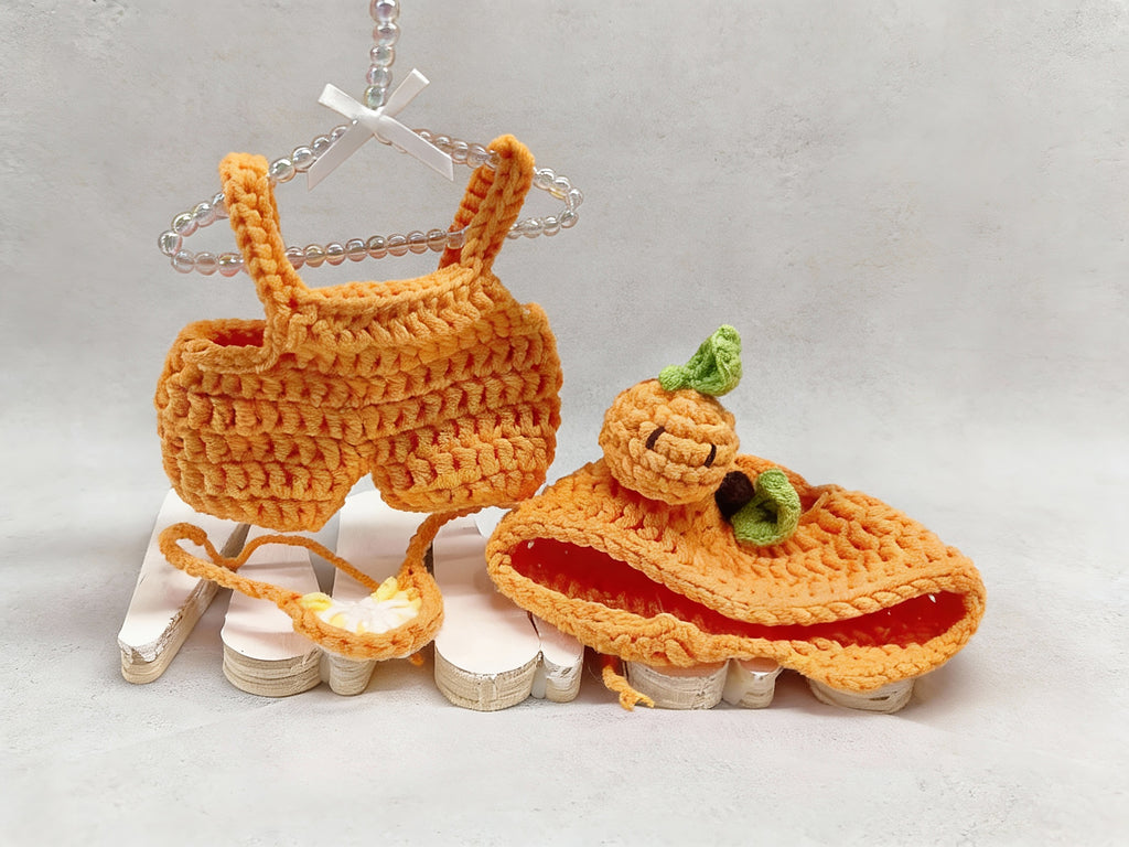 Labubu Fall Outfit Crochet Pattern: Kawaii  Orange clothes, Hood, Overalls & Bib