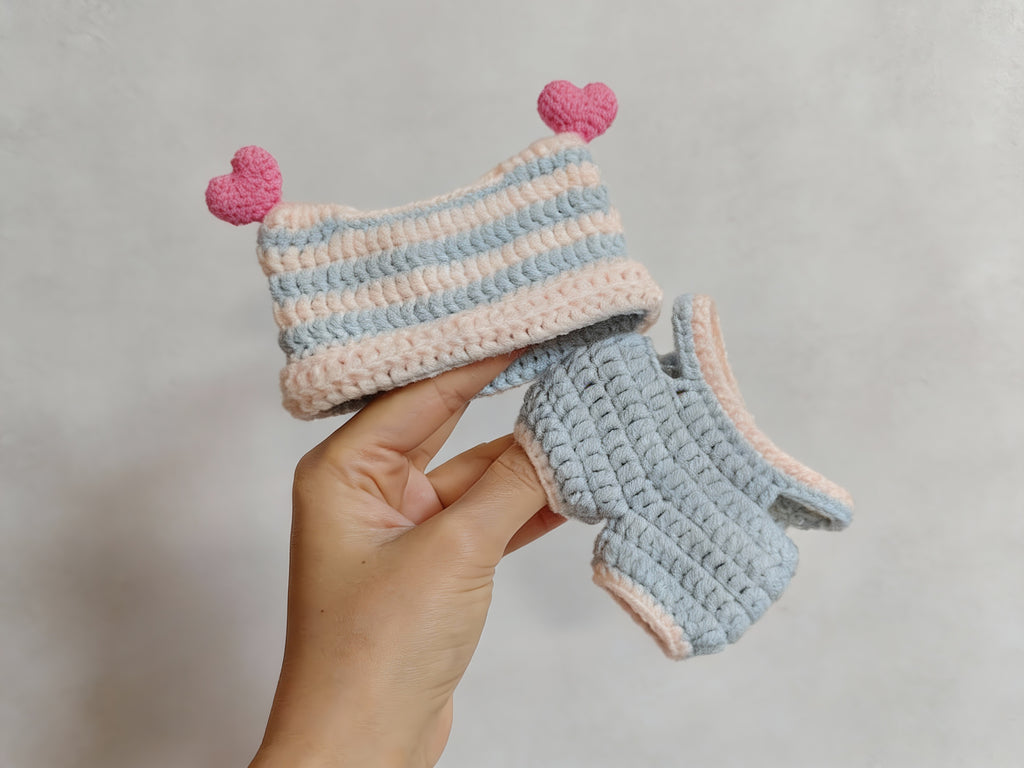 Labubu Sweetheart Kitty Overalls & Cat Ear Hat Crochet Pattern