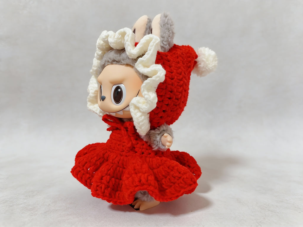 Labubu Pointed Hood & Dress Crochet Pattern | Pom-Pom Hood Outfit