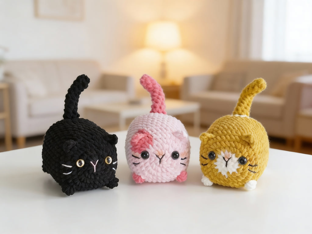 Loaf Cat Crochet Pattern Set – Pocket Kitty Amigurumi Patterns, Beginner Friendly Plush Cat