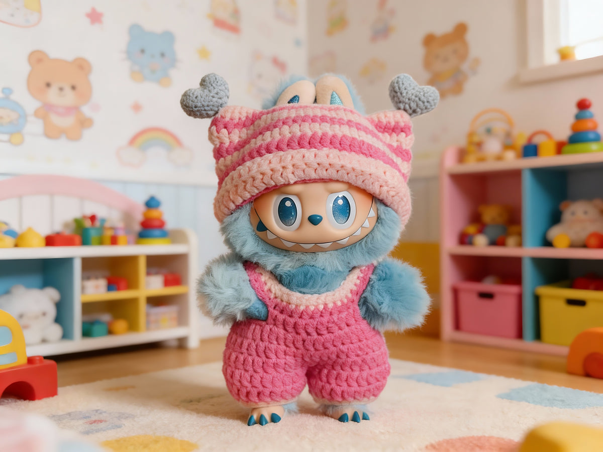 Labubu Sweetheart Kitty Overalls & Cat Ear Hat Crochet Pattern