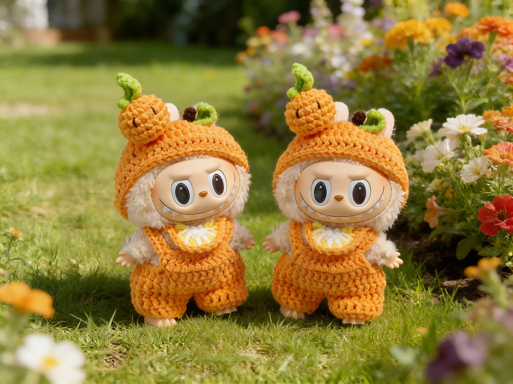 Labubu Fall Outfit Crochet Pattern: Kawaii  Orange clothes, Hood, Overalls & Bib