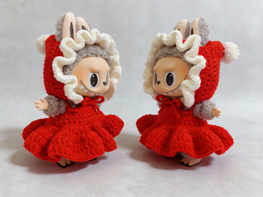 Labubu Pointed Hood & Dress Crochet Pattern | Pom-Pom Hood Outfit
