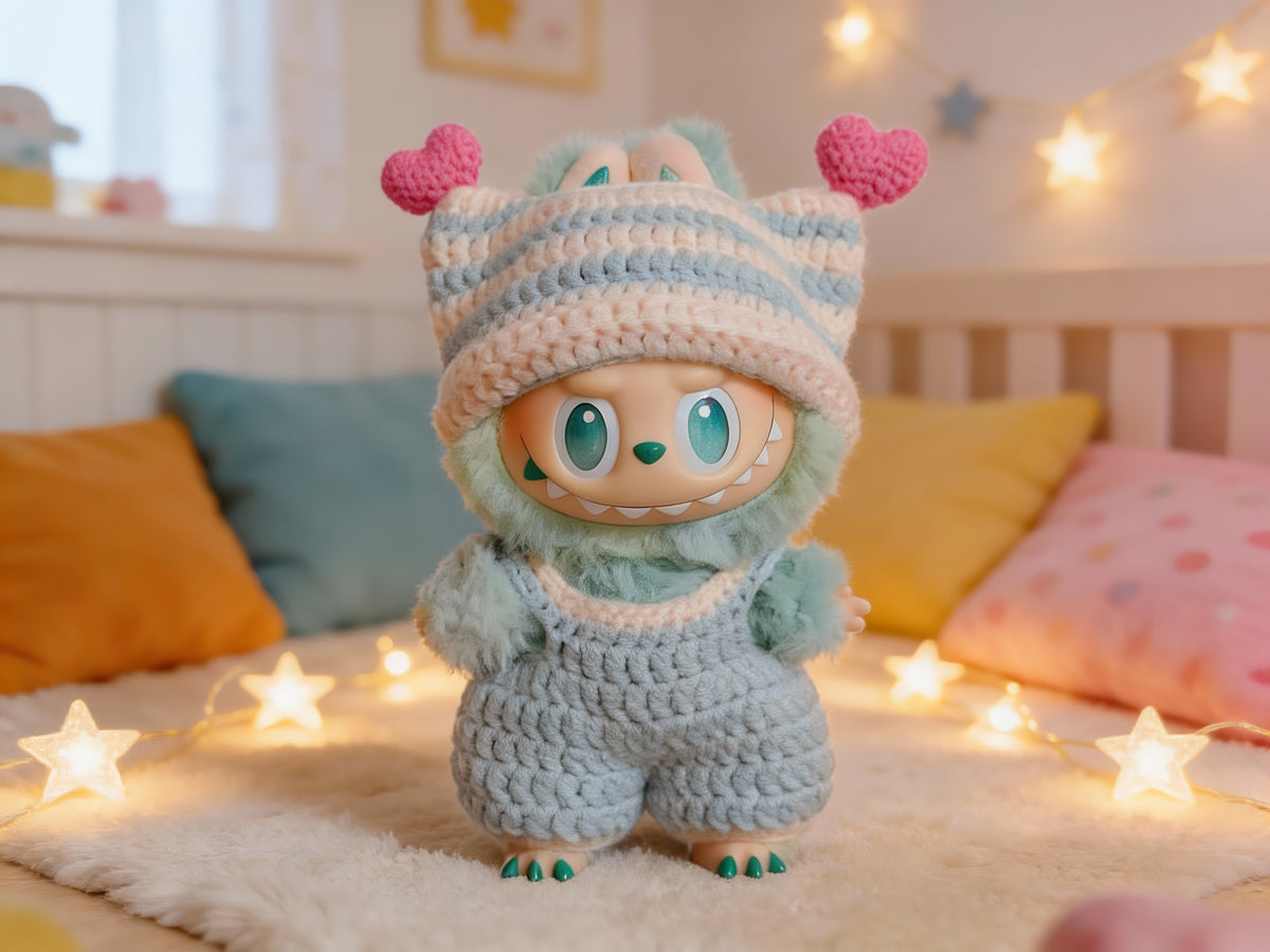 Labubu Sweetheart Kitty Overalls & Cat Ear Hat Crochet Pattern