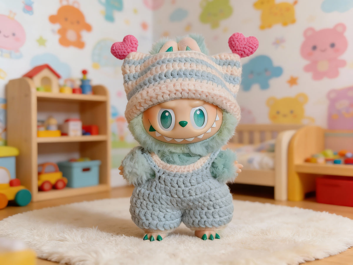 Labubu Sweetheart Kitty Overalls & Cat Ear Hat Crochet Pattern