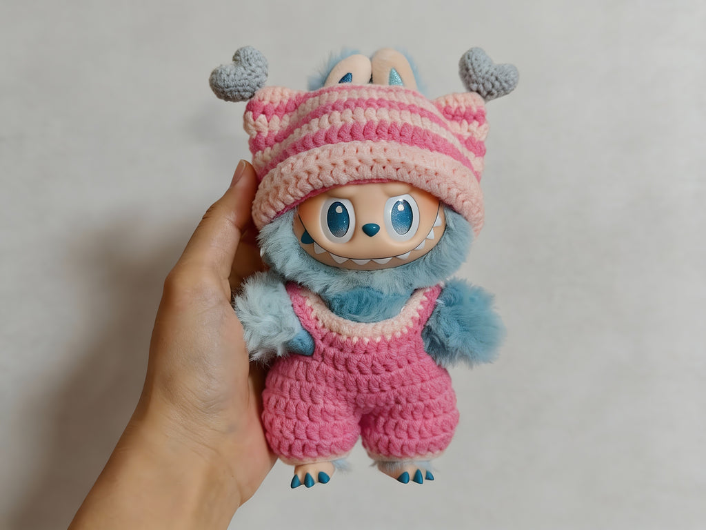Labubu Sweetheart Kitty Overalls & Cat Ear Hat Crochet Pattern