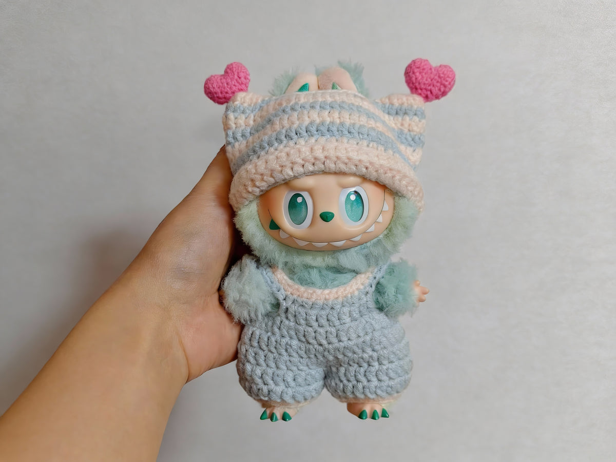 Labubu Sweetheart Kitty Overalls & Cat Ear Hat Crochet Pattern