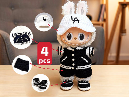 Labubu Baseball Outfit Crochet Pattern – Doll Jacket, Pants, Cap & Sneakers