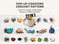 21-in-1 Animal Crochet Popup Coaster Pattern Bundle