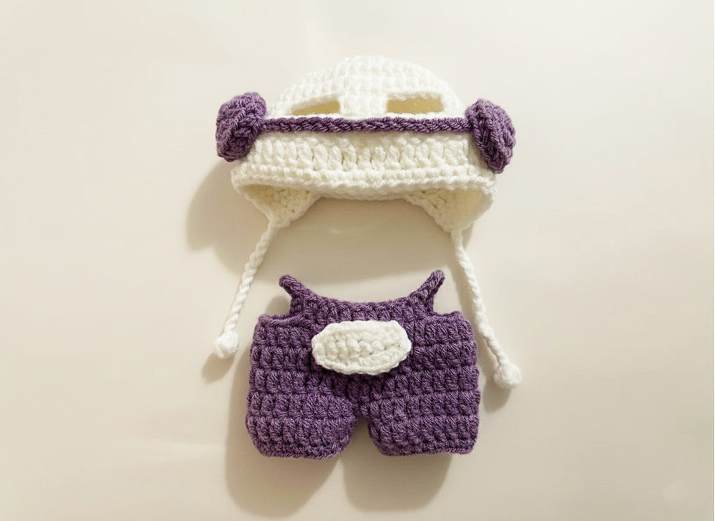 Labubu Earmuff Hat & Overalls Crochet Pattern PDF – for 17cm Bunny