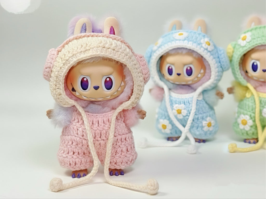 Labubu Earmuff Hat & Overalls Crochet Pattern PDF – for 17cm Bunny
