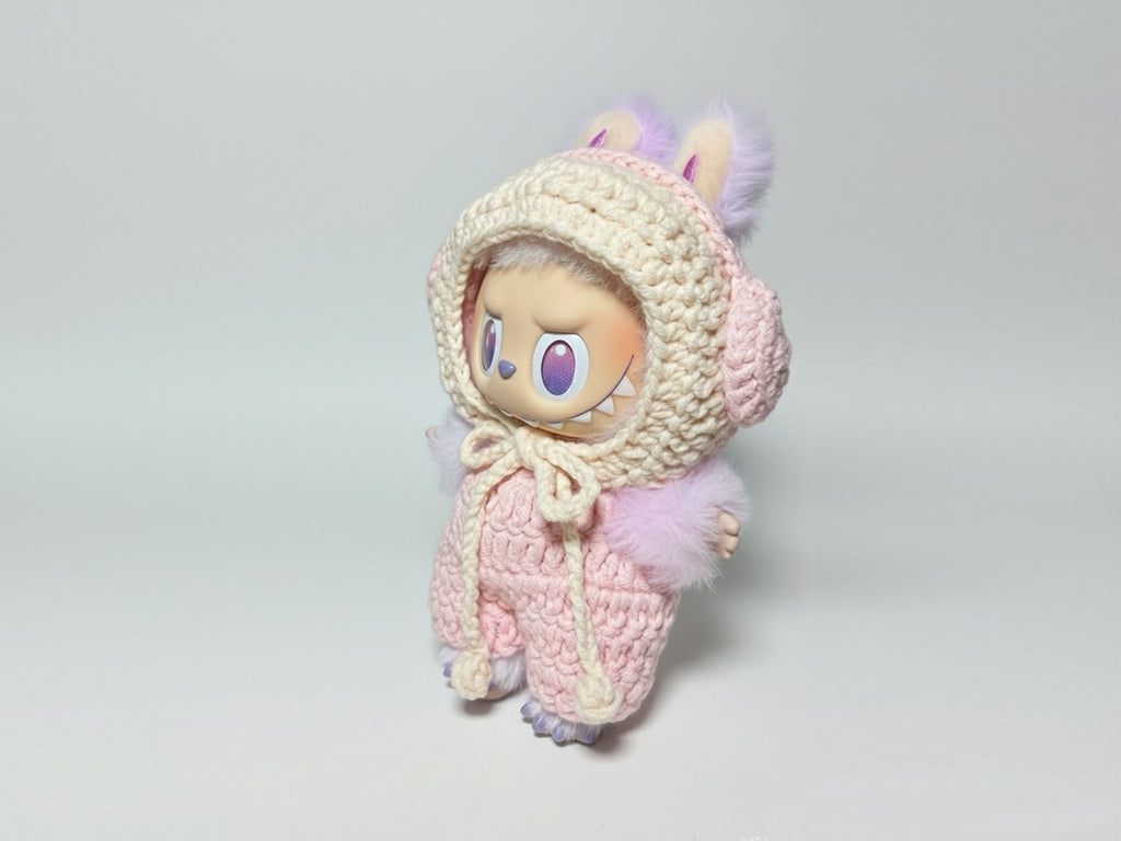 Labubu Earmuff Hat & Overalls Crochet Pattern PDF – for 17cm Bunny