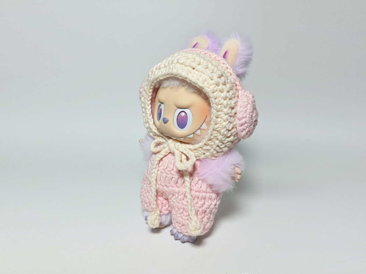 Labubu Earmuff Hat & Overalls Crochet Pattern PDF – for 17cm Bunny