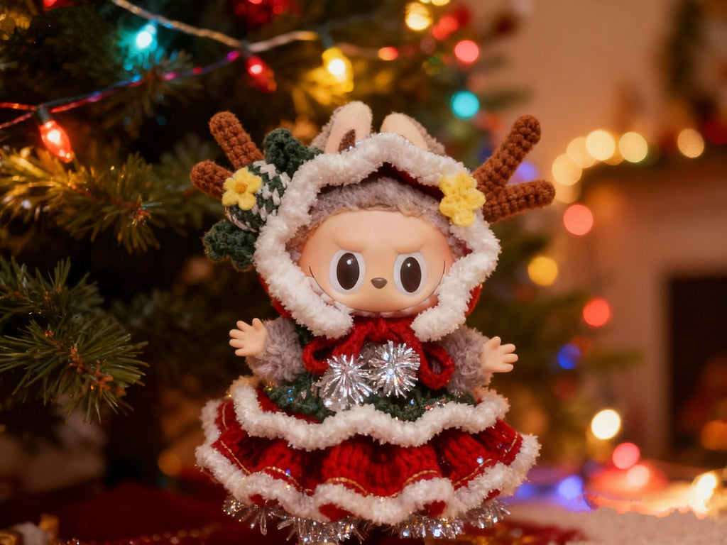 Labubu Christmas Reindeer Outfit Crochet Pattern – Doll Clothes Set for 17cm Plush | Amigurumi  Outfit