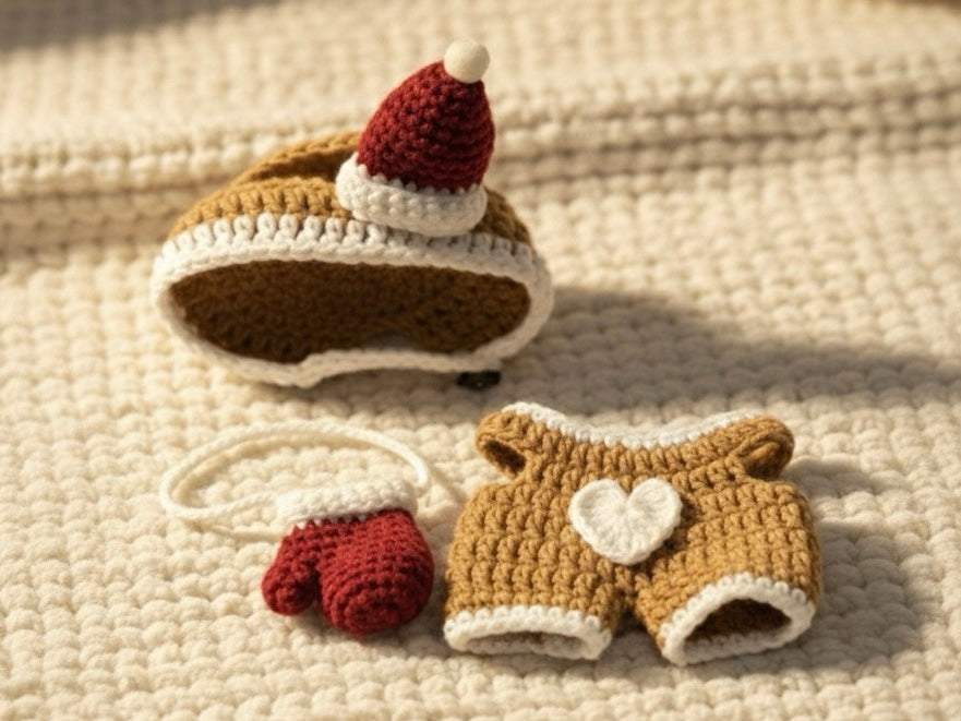 Labubu Gingerbread Outfit Crochet Pattern PDF – Christmas Doll Clothes
