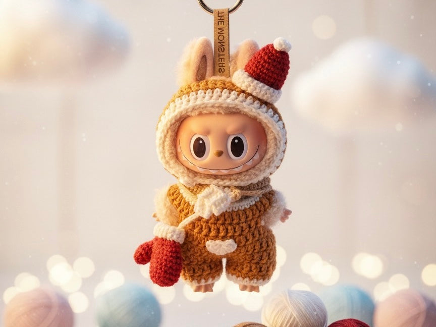 Labubu Gingerbread Outfit Crochet Pattern PDF – Christmas Doll Clothes