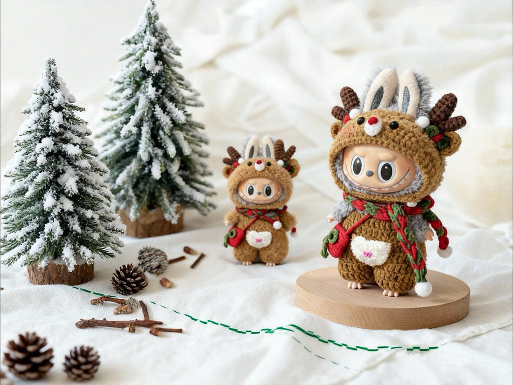 Labubu Reindeer Christmas Outfit Crochet Pattern | Doll Hood & Overalls Amigurumi Costume | Monster Clothes Pattern