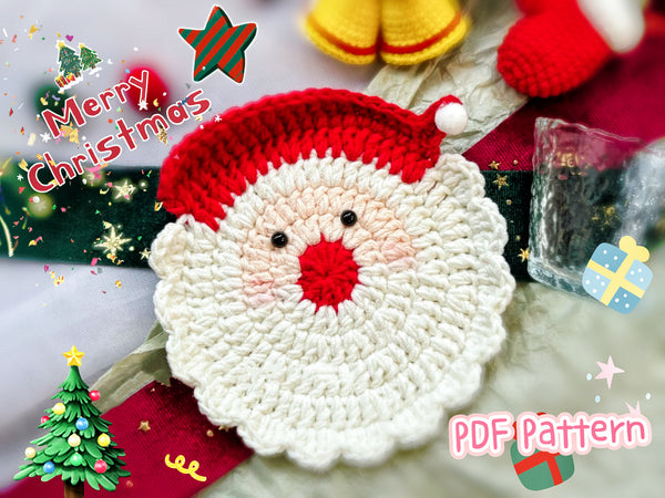 Santa Claus Mug Mat – Christmas Coaster PDF Crochet Pattern