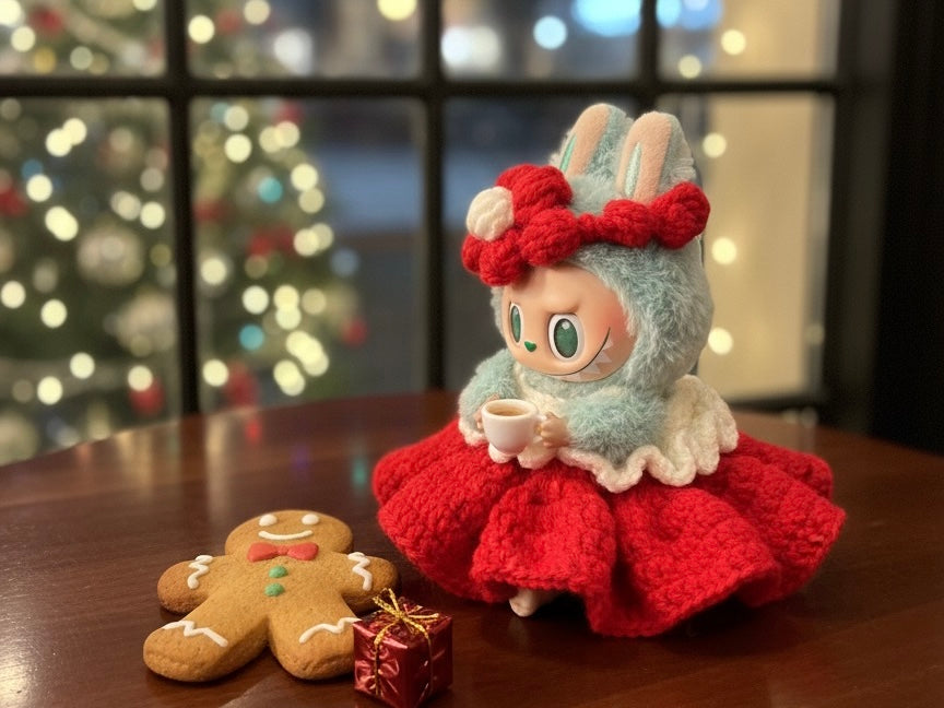 Labubu Red Dress & Headband Crochet Pattern PDF – Outfit for 17cm Doll | Amigurumi Clothes