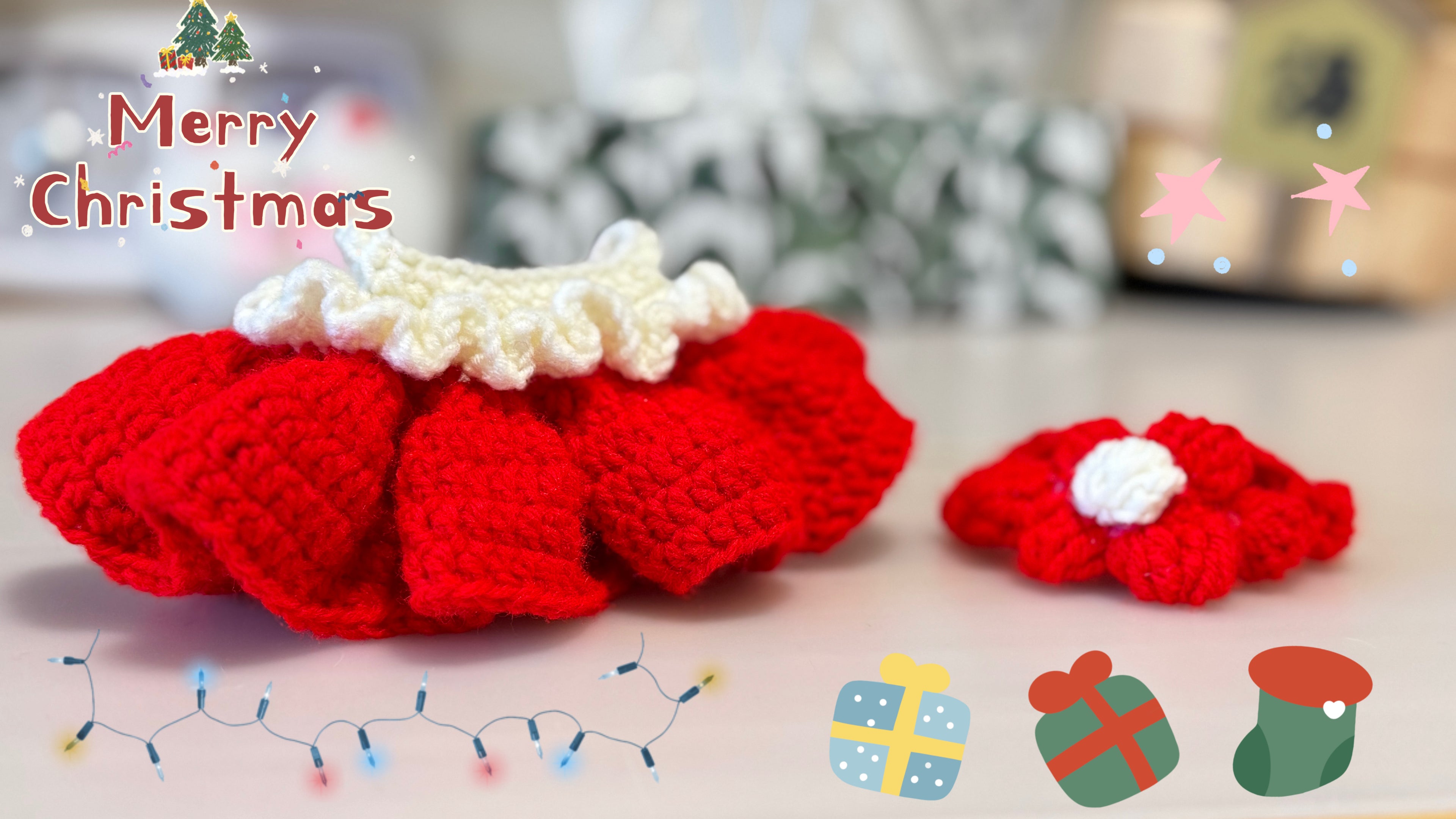 Labubu Red Dress & Headband Crochet Pattern PDF – Outfit for 17cm Doll | Amigurumi Clothes